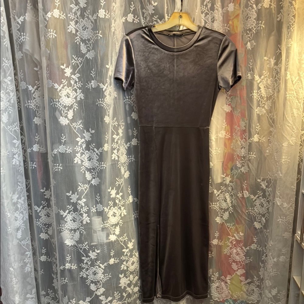 Zara Gray Sheath Midi Dress